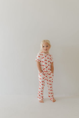 Toddler Short Sleeve Bamboo Lounge Set | Cherry Orchard