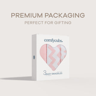 Easy Swaddle Blankets by Comfy Cubs - Pink, Pack of 3