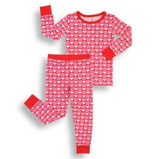 LONG SLEEVE TWO PIECE SET- Red Hearts