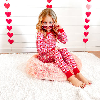 LONG SLEEVE TWO PIECE SET- Red Hearts
