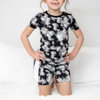 TWO PIECE SHORTIE SET- Black Tie Dye