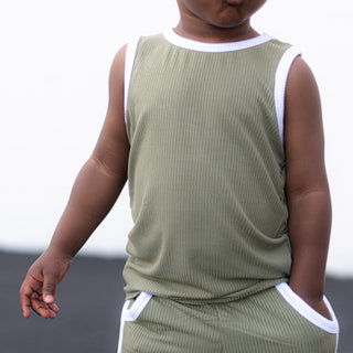 TRACK SHORTS SET- Bamboo Rib Sage