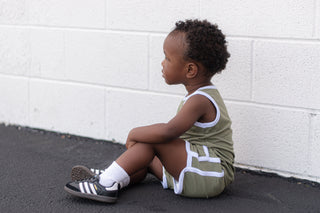 TRACK SHORTS SET- Bamboo Rib Sage