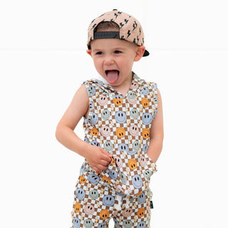 BAMBOO HOODIE TANK- Beige Happy Smiles