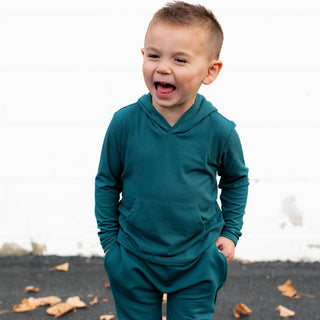 LONG SLEEVE HOODIE- Peacock