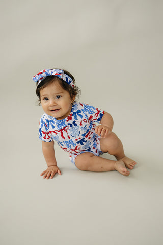 Bamboo Shorts Set | Red-White & Bows