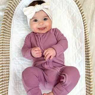 Plum Bamboo Ribbed Zippy