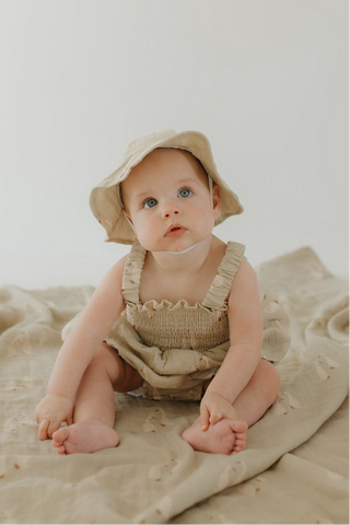 Sleeveless Muslin Romper & Hat | Silly Goose