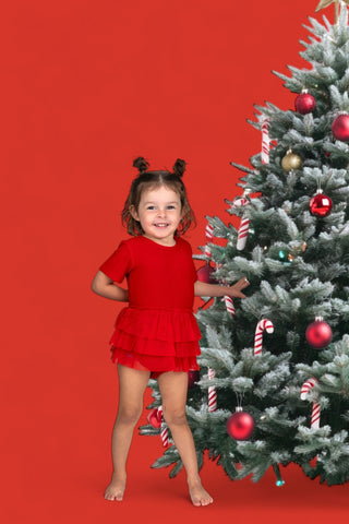 RED RIB DREAM TUTU BODYSUIT DRESS