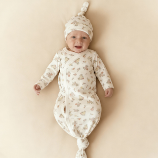 Organic Kimono Knotted Sleep Gown - Meadow