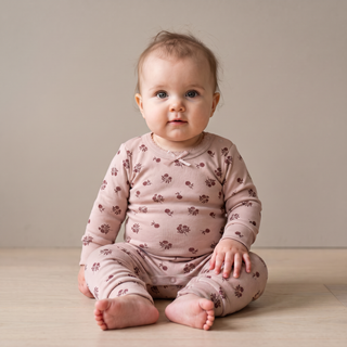 Organic Bodysuit & Foldover Pants Set - Rosebud