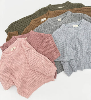 Baby Chunky Knit Braided Sweater | Pastels