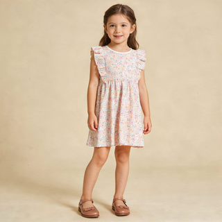 Organic Flutter Dress - Peony