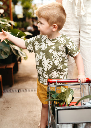 Island Leaf Silhouette Slub Cotton Pocket Tee