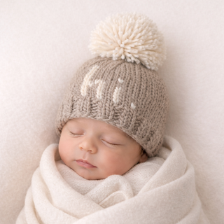 Hi. Pebble Brown Hand Knit Beanie Hat Baby & Kids