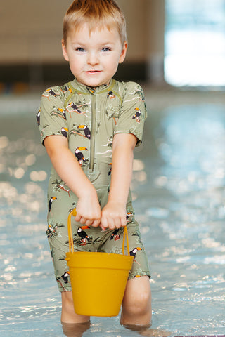 Toucan Zipper Shortall Swimsuit