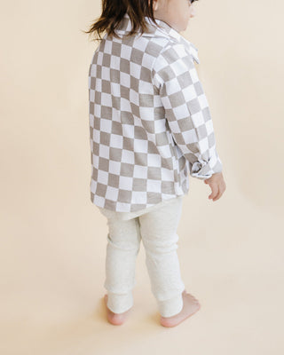 Cotton Shacket | Smiley Checkered Latte