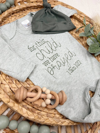 Baby Romper | For This Child We Have Prayed | Green