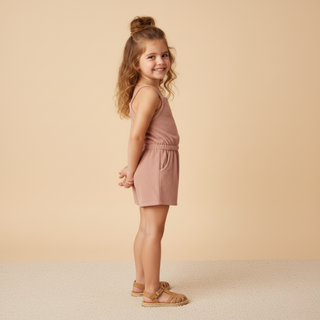 Organic Tank Romper - Clay