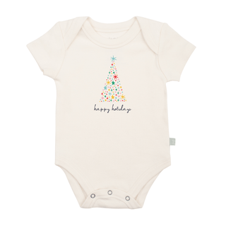 graphic bodysuit | happy holidays tree