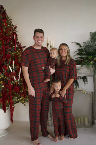 Men's Short Sleeve Pajamas | Christmas Plaid