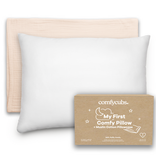 Toddler Pillows with Soft Muslin Pillow Case by Comfy Cubs - Cream