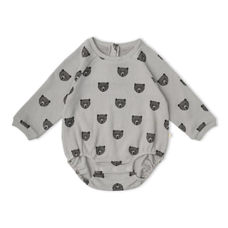 Organic Long Sleeve Bubble Romper - Woodland Bear