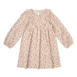 Organic Long Sleeve Ruffle -V- Dress - Petal Whispers