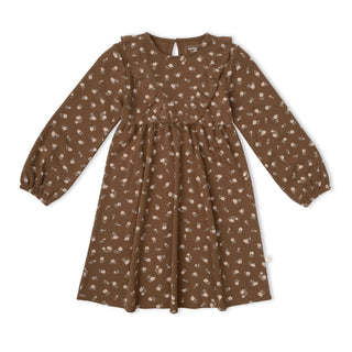 Organic Long Sleeve Ruffle -V- Dress - Primrose