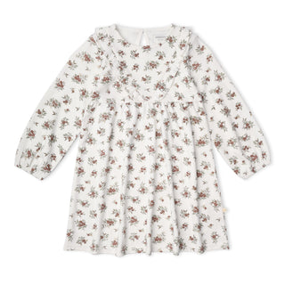 Organic Long Sleeve Ruffle -V- Dress - Winter Berry