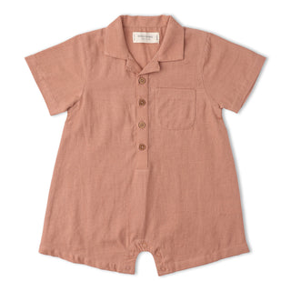 Organic Collared Romper - Clay