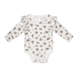 Organic Ruffle Bodysuit & Pants Set - Winter Berry