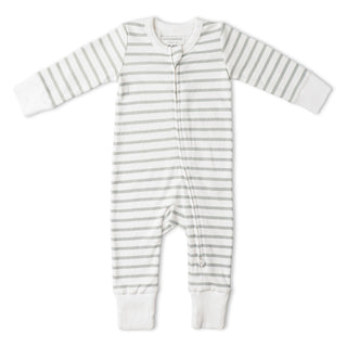 Organic 2-Way Zip Romper - Fog Stripes