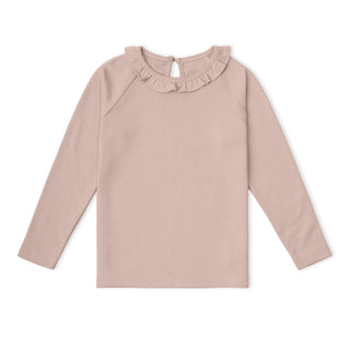 Organic Ruffle Neck Top - Dusty Rose