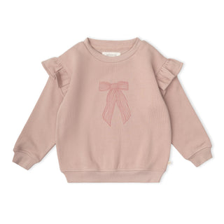 Organic Fleece Ruffle Sleeve Sweatshirt - Bow