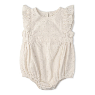 Organic Eyelet Flutter Romper- Ivory Eyelet