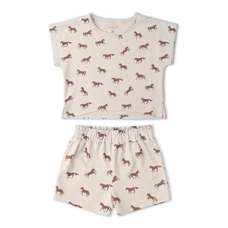Organic Drop Shoulder Tee & Shorts Set - Horses