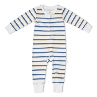 Organic 2-Way Zip Romper - Navy Stripe