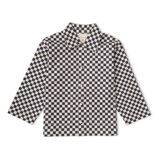 Organic Twill Button Jacket - Midnight Check
