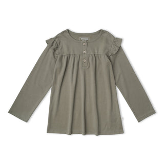 Organic Ruffle Sleeve Top Set of 2 - Winter Berry + Olive
