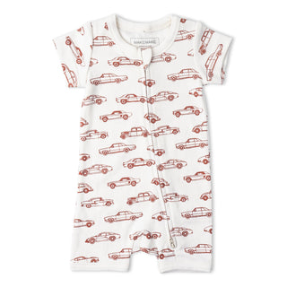 Organic Short Zip Romper - Cars