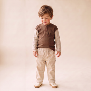 Organic Henley Tee - Brown