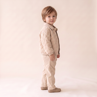 Organic Quilted Bomber Corduroy Jacket - Oat