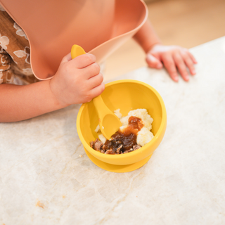 Mustard Suction Bowl and Spoon Set
