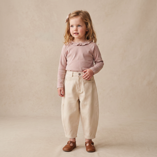 Organic Ruffle Neck Top - Dusty Rose