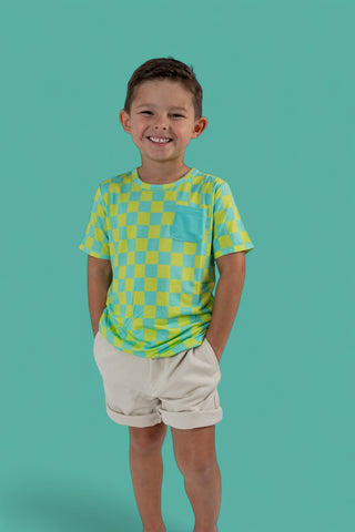 BE BOLD CHECKERS DREAM POCKET TEE