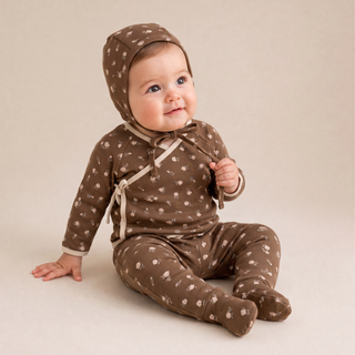Organic Kimono Top & Footed Pants Set - Primrose