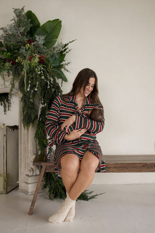Women's Bamboo Sleeping Dress | Holiday Stripe