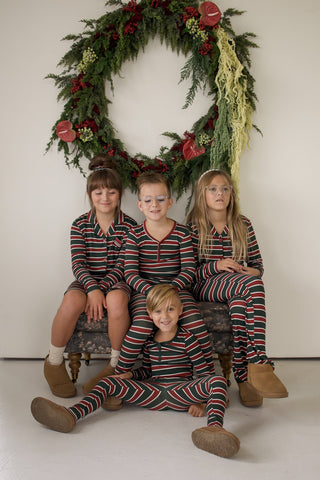 Bamboo Two Piece Pajamas | Holiday Stripe