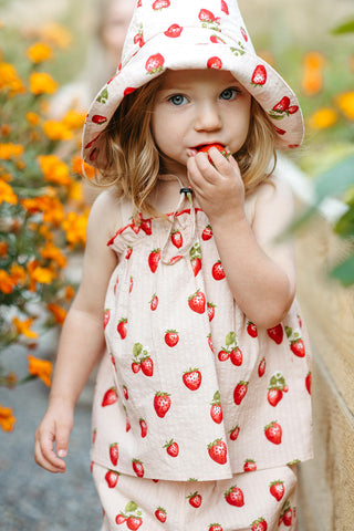Strawberry Wide Brim Sun Bonnet Hat